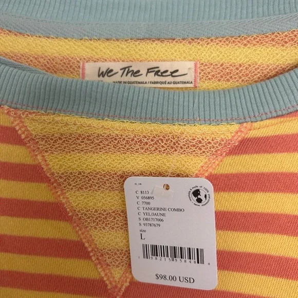 ❌SOLD❌NWT Free People We The Free Yellow and Orange Classic Striped - Picture 5 of 6